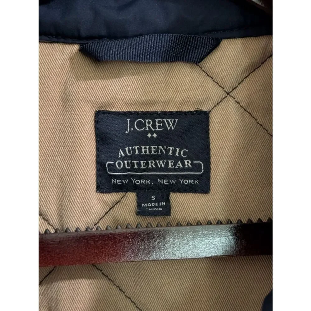 J.Crew Men's Authentic Outerwear Quilted Sussex Vest - Navy Blue & Tan Size S